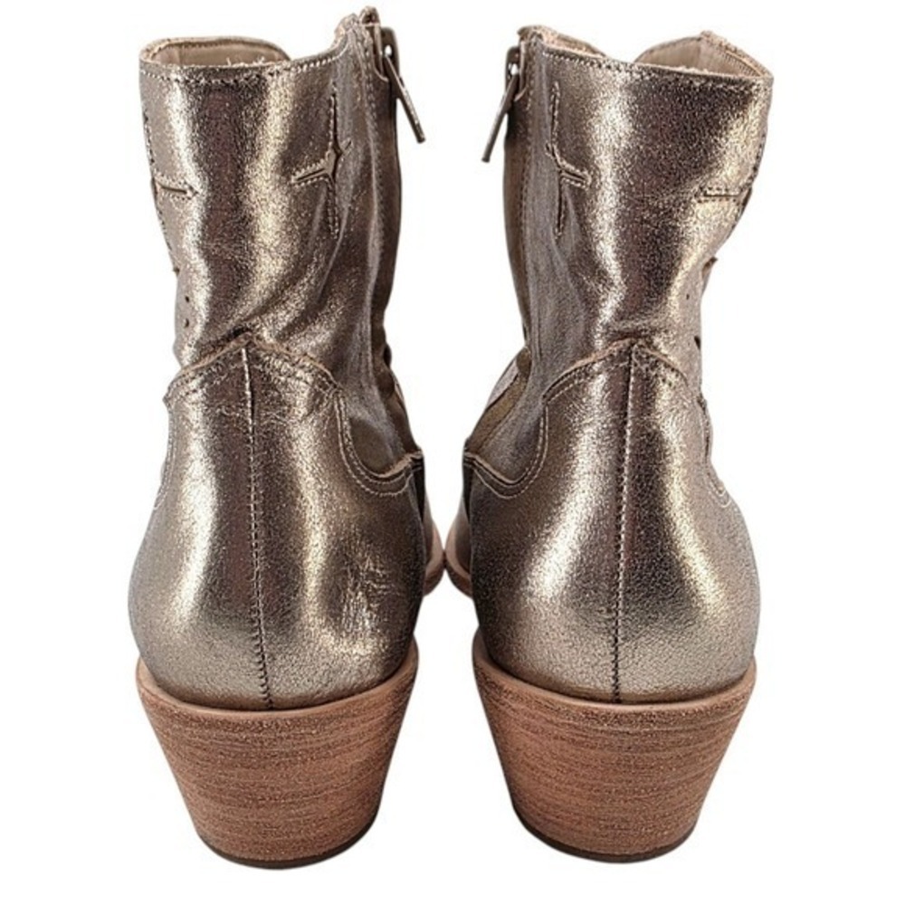 Johnny Was Womens 9.5 Stargazer Leather Gold Metallic Ankle Western Boots - Picture 13 of 16
